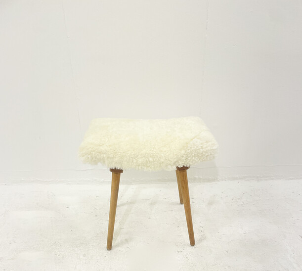 White Fabric Stool by Julia Gaubek, Hungary, 1950s
