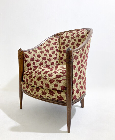 Wooden and Fabric Art Deco Armchairs - New Upholstery