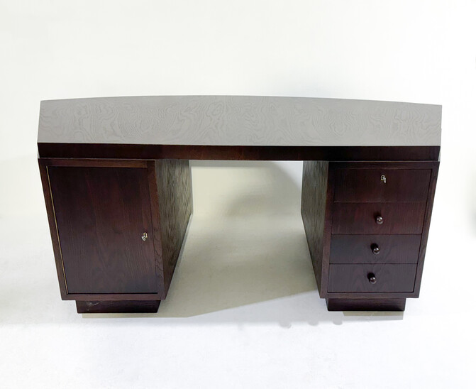 Wooden Art Deco Desk with Drawers, 1930s