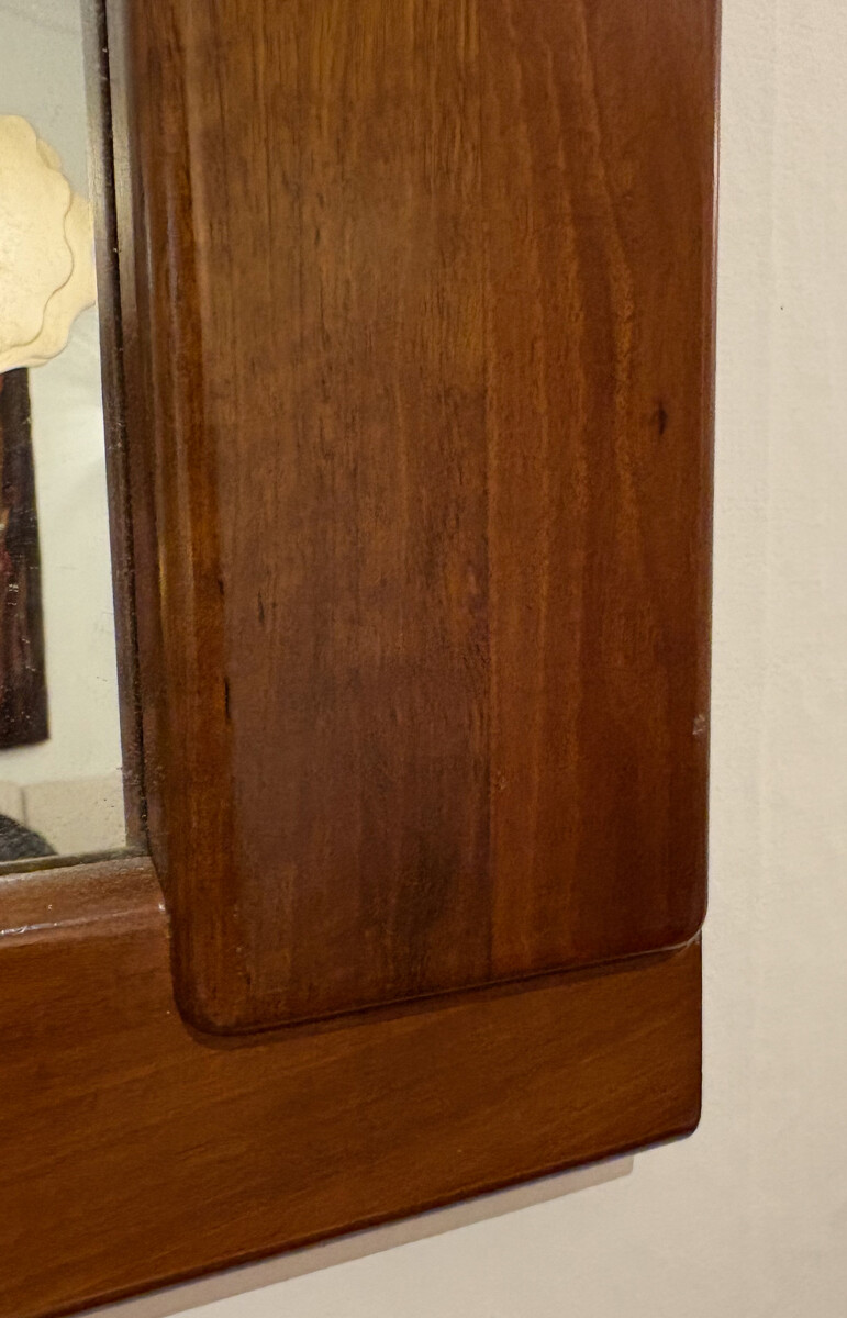 Wooden Wall Mirror by Mario Marenco, Mobil Girgi, 1970s