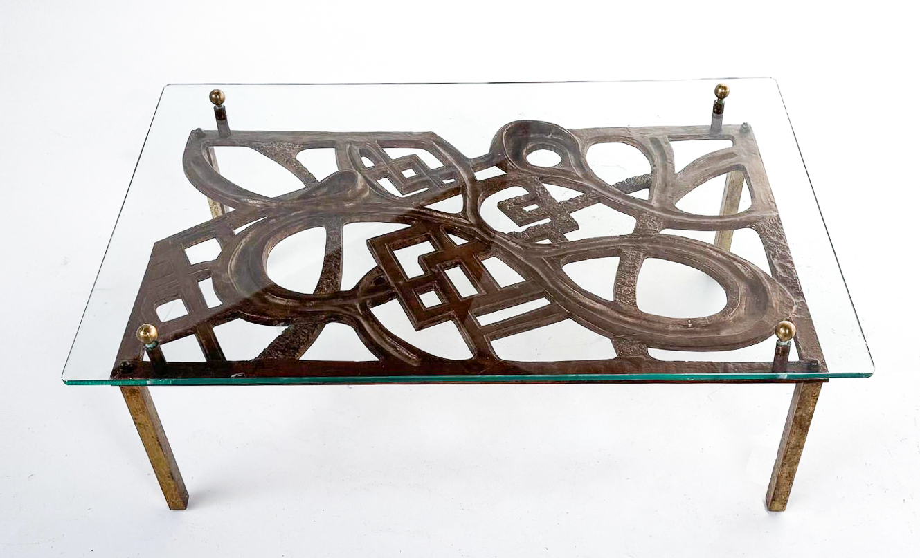 Wrought Iron and Glass Coffee Table, 1960s