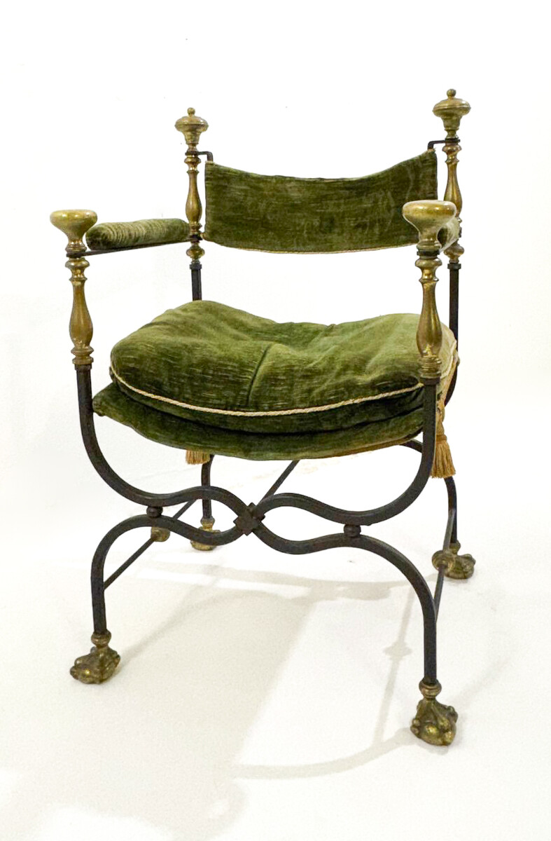Wrought Iron Curule Armchair, 1930s