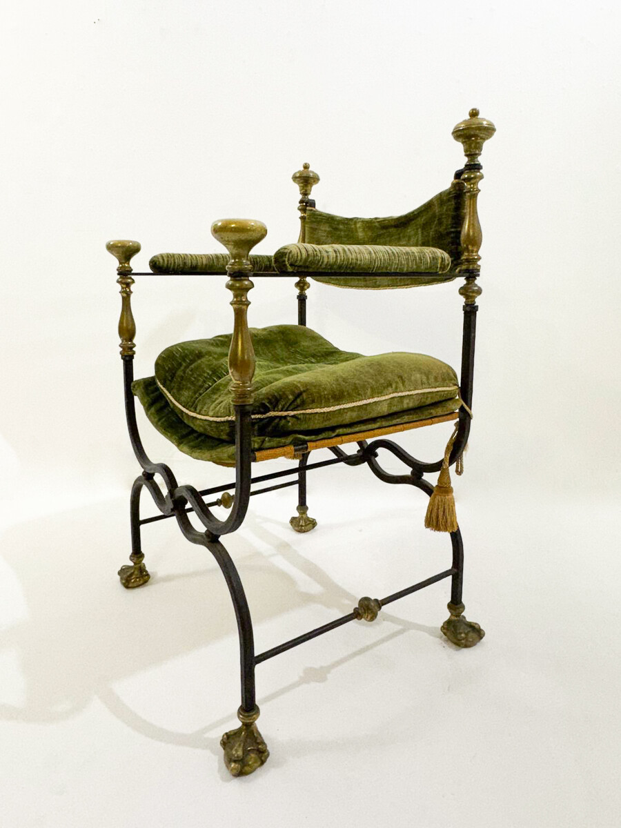 Wrought Iron Curule Armchair, 1930s