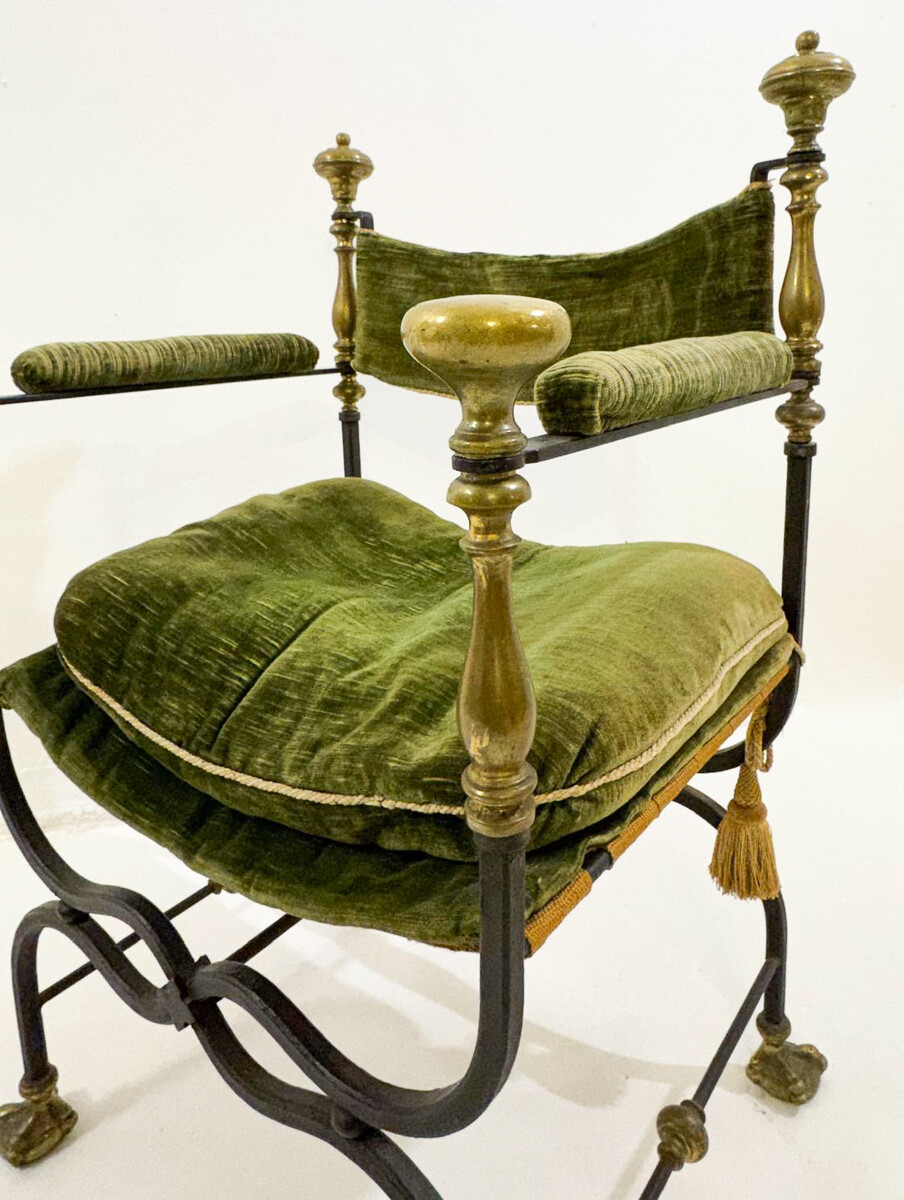 Wrought Iron Curule Armchair, 1930s