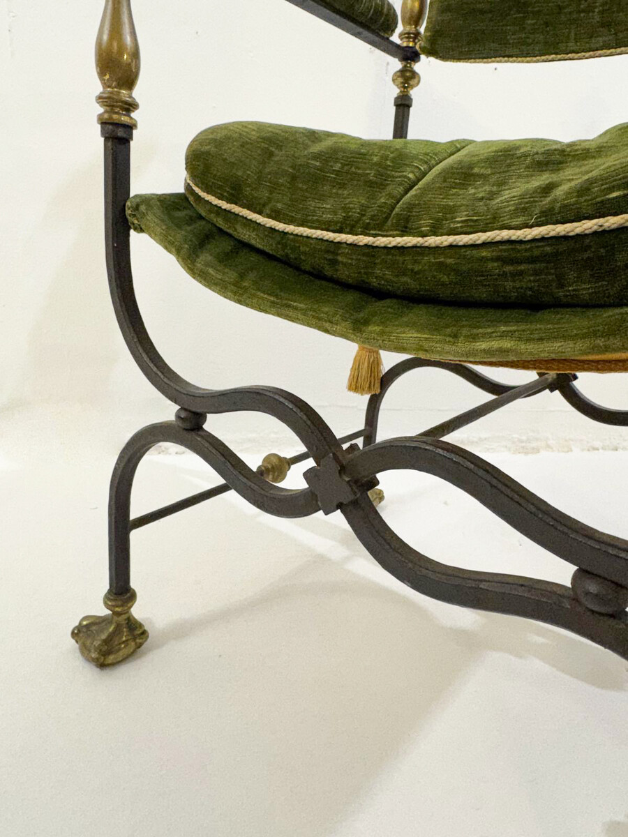 Wrought Iron Curule Armchair, 1930s