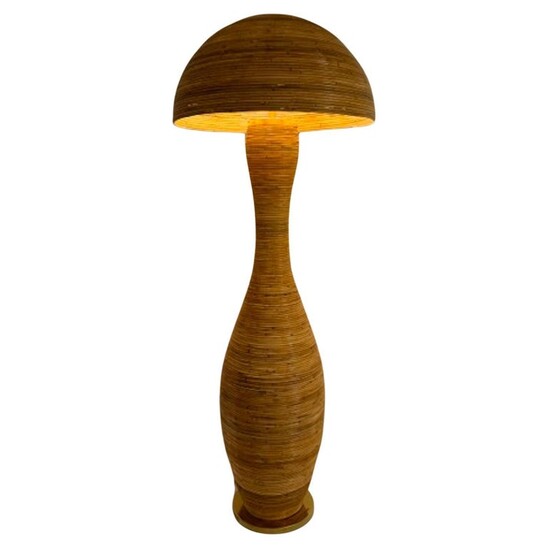 XL Contemporary Rattan Floor Lamp