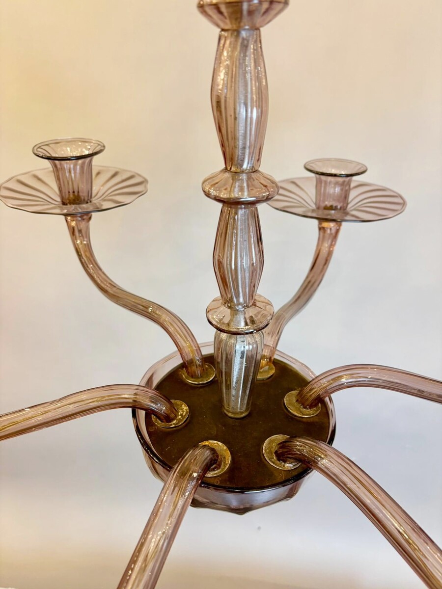 Zecchin Murano chandelier with 6 arms of lights, circa 1940