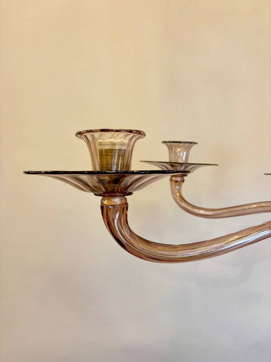 Zecchin Murano chandelier with 6 arms of lights, circa 1980