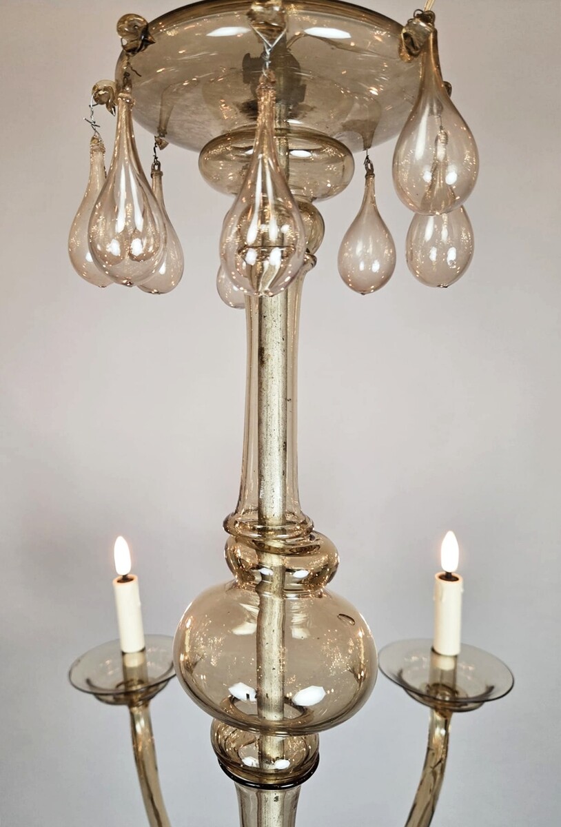 Zecchin, Murano Chandelier with Smoked Glass Sconces, 1920s